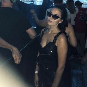 Black leather mini dress